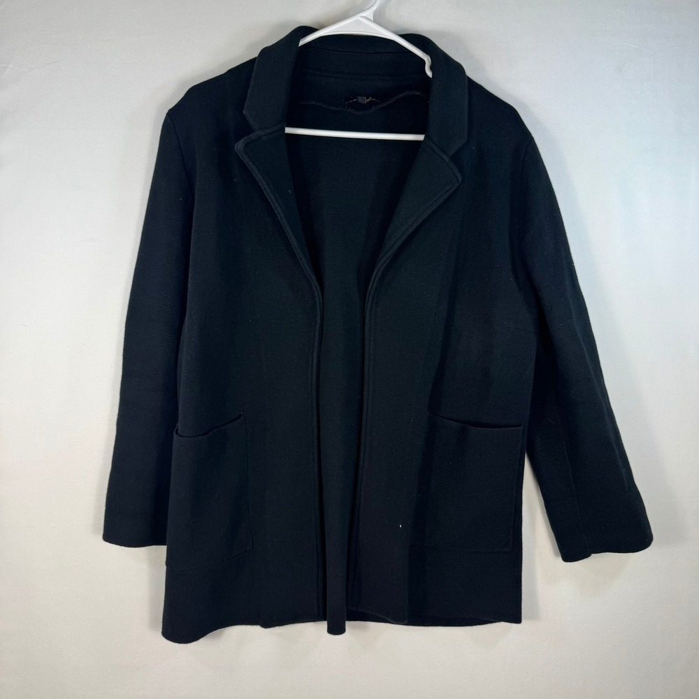 Quince Women Black 100% Organic Cotton Sweater Blazer Cardigan Small SHWR001